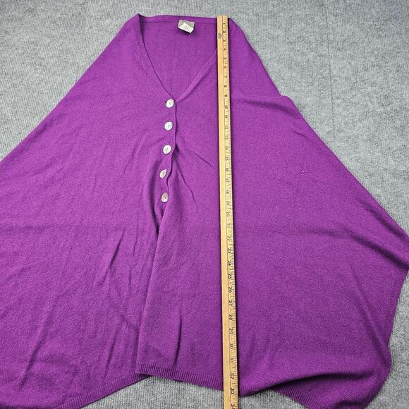 Vera Tucci Wool Blend Cape Poncho Womens One Size Purple Italy Button Front - Picture 4 of 7